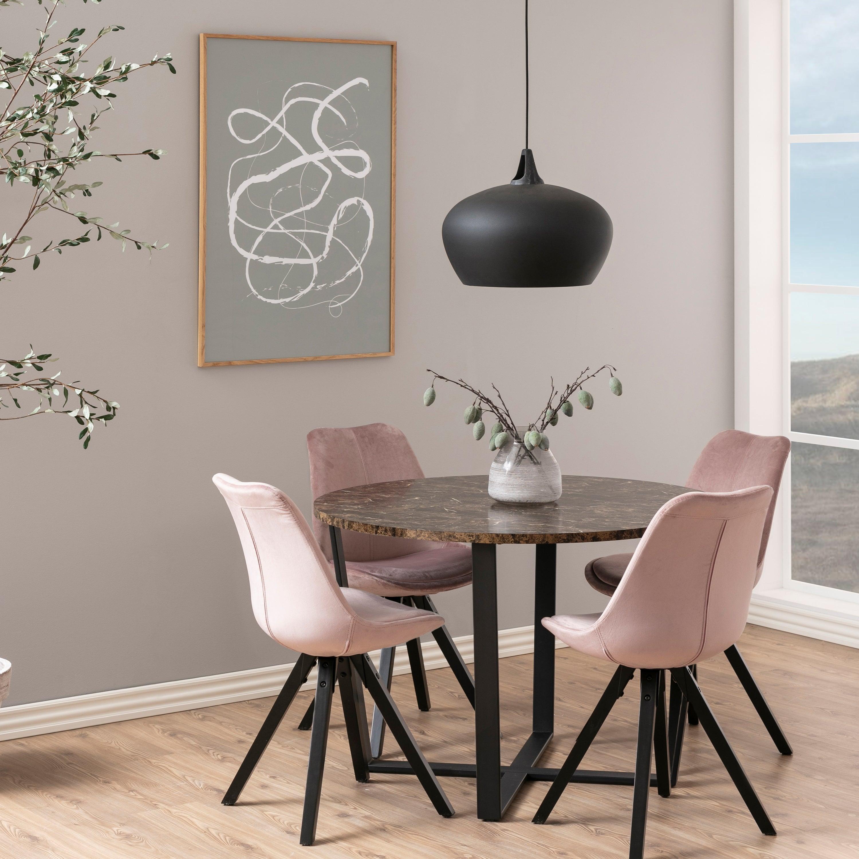 Amani Round Dining Table with Marble Effect Top - YANDZ HOME