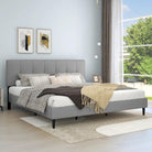 Watson Light Gray Upholstered Platform Bed - YANDZ HOME