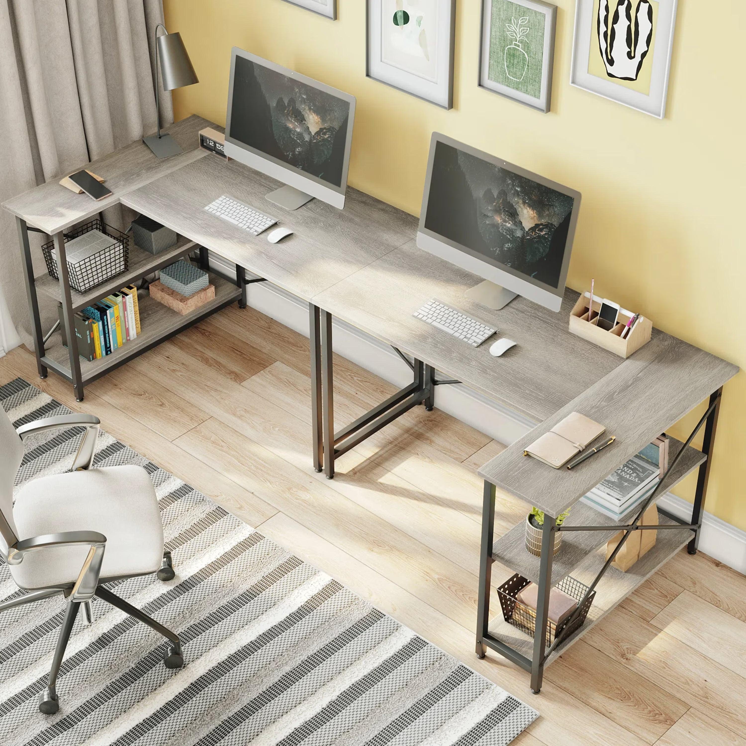 Yandz L-shaped desk with storage shelves - YANDZ HOME