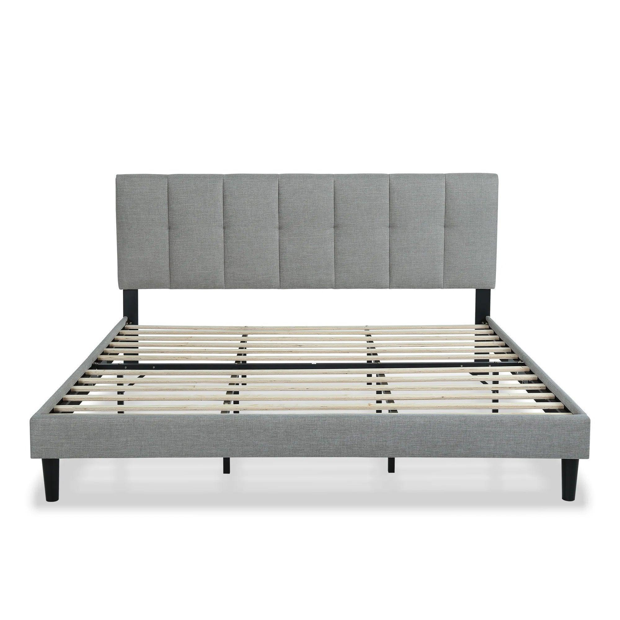 Watson Light Gray Upholstered Platform Bed - YANDZ HOME