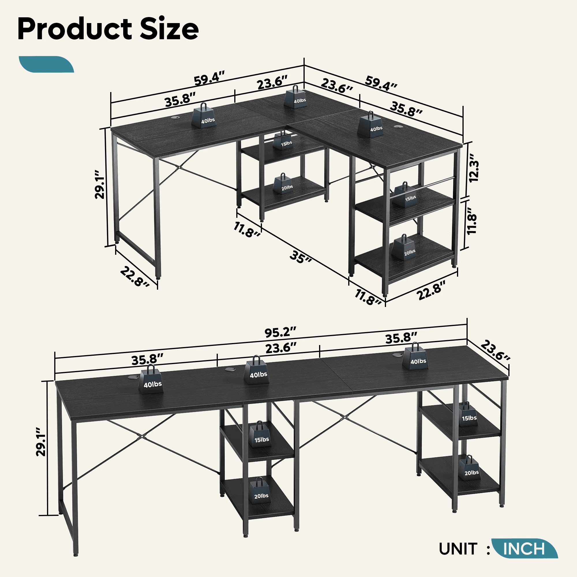Rowland L-shaped computer Desk - YANDZ HOME