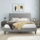 Watson Light Gray Upholstered Platform Bed - YANDZ HOME