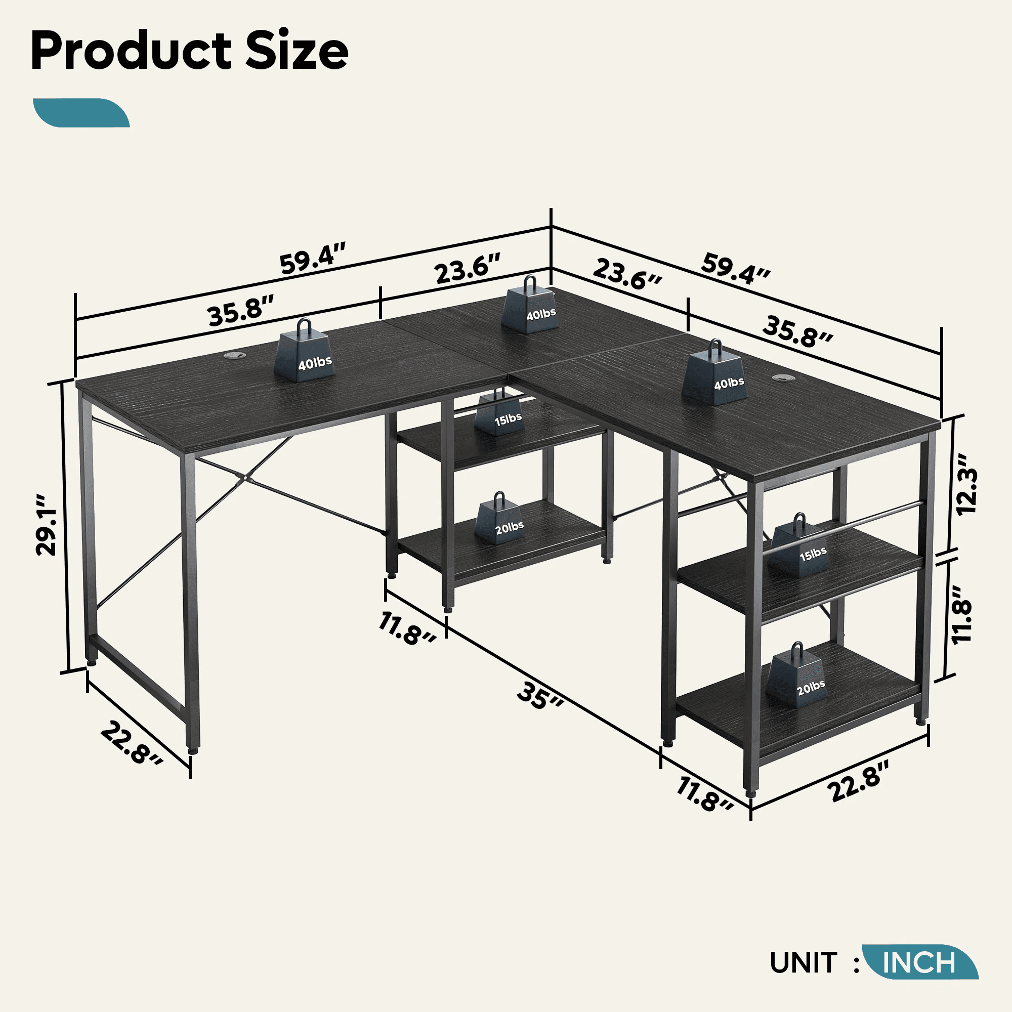 Rowland L-shaped computer Desk - YANDZ HOME