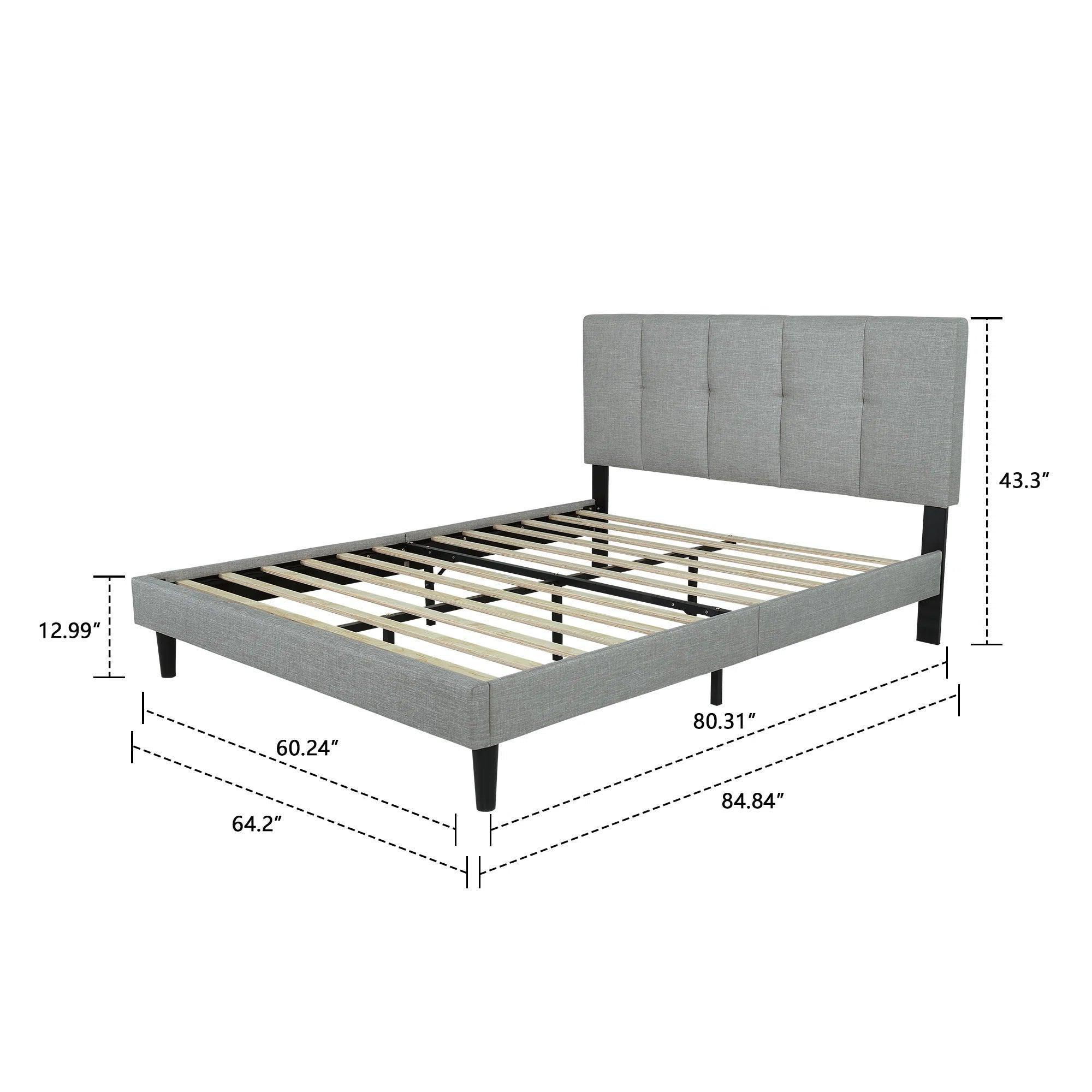 Watson Light Gray Upholstered Platform Bed - YANDZ HOME