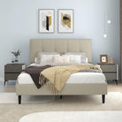 Watson Biege Upholstered Platform Bed - YANDZ HOME