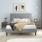 Watson Light Gray Upholstered Platform Bed - YANDZ HOME