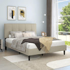 Watson Biege Upholstered Platform Bed - YANDZ HOME