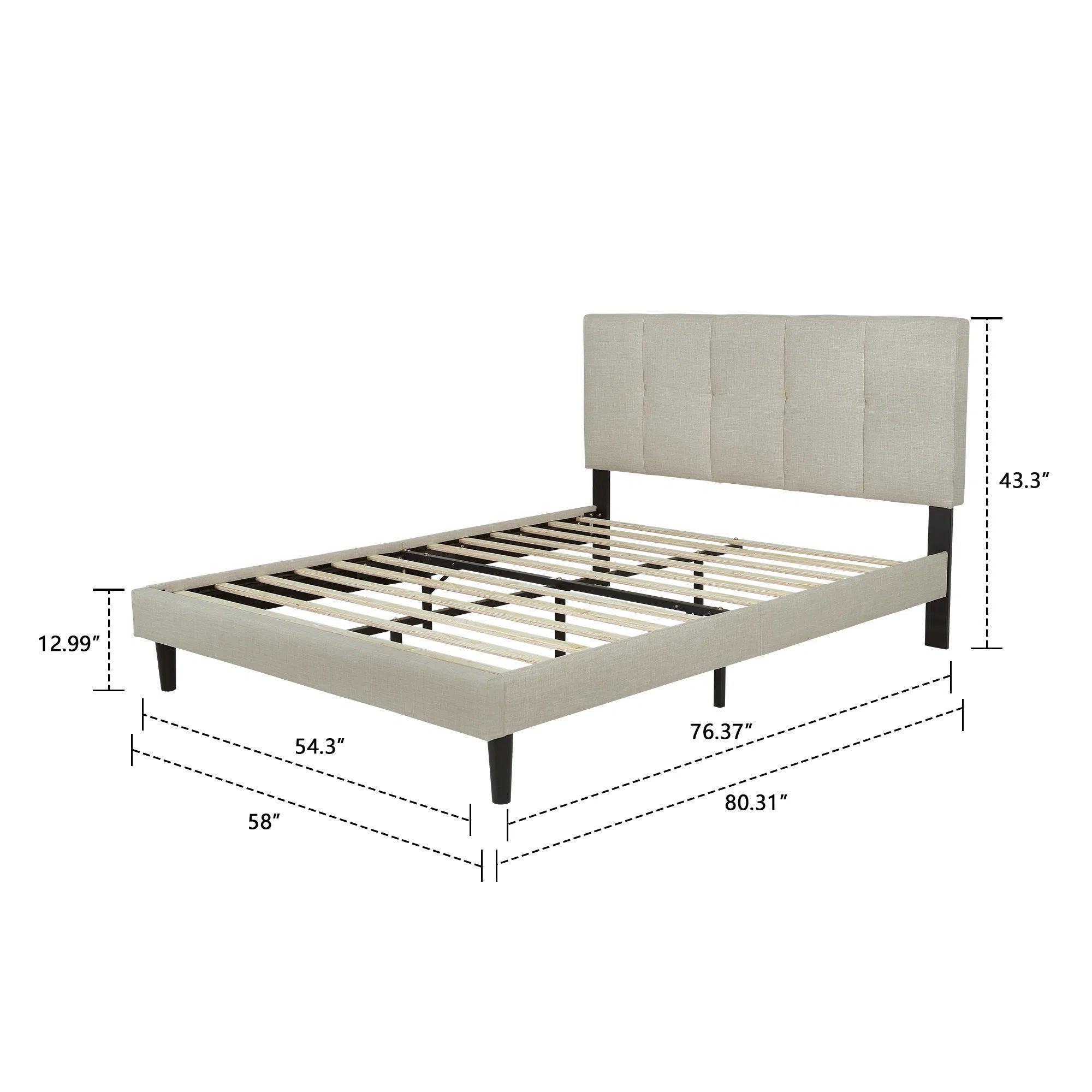 Watson Biege Upholstered Platform Bed - YANDZ HOME