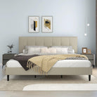 Watson Biege Upholstered Platform Bed - YANDZ HOME