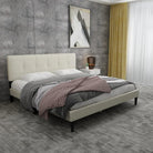 Watson Biege Upholstered Platform Bed - YANDZ HOME