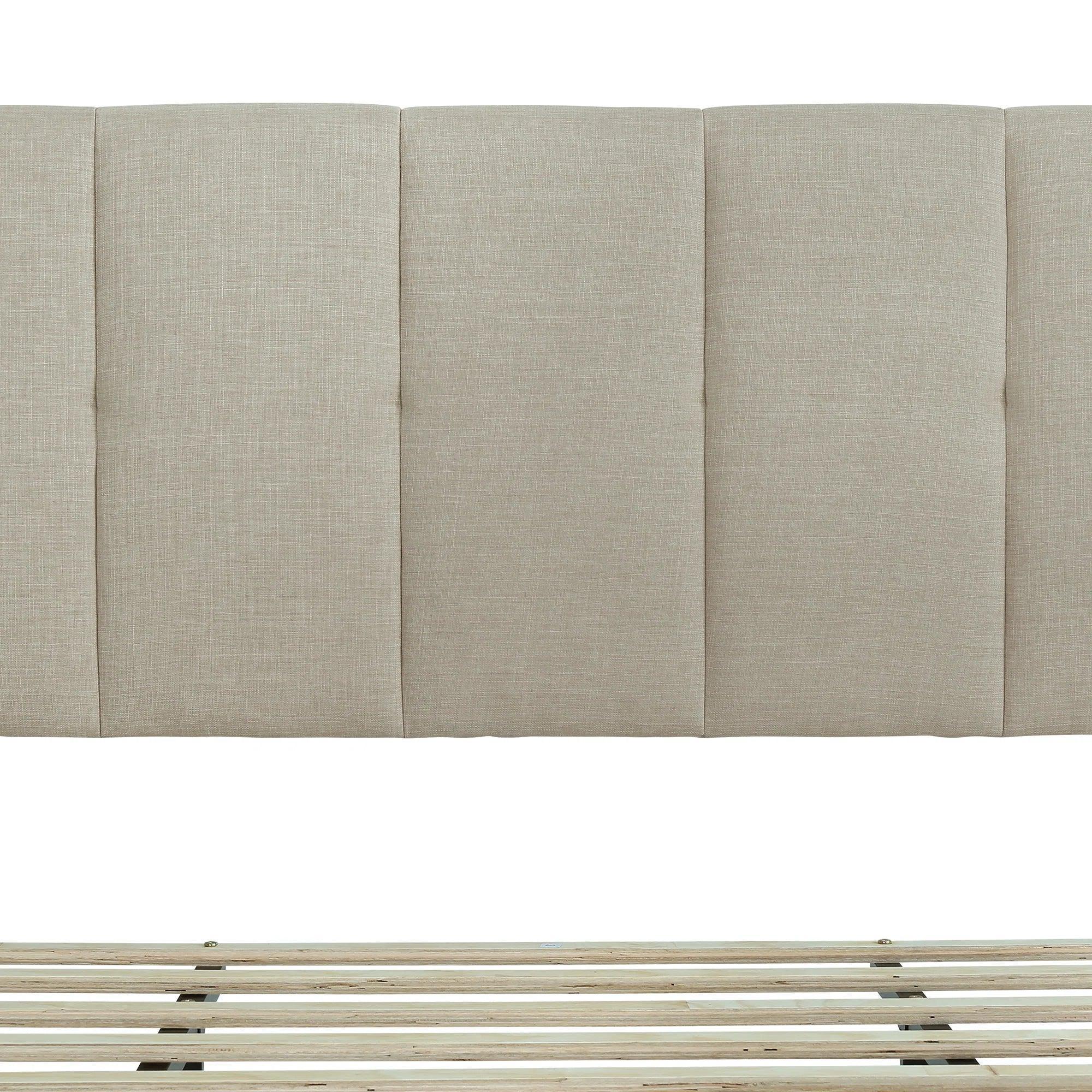Watson Biege Upholstered Platform Bed - YANDZ HOME