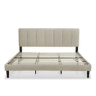 Watson Biege Upholstered Platform Bed - YANDZ HOME