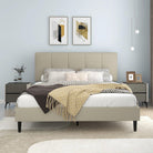 Watson Biege Upholstered Platform Bed - YANDZ HOME