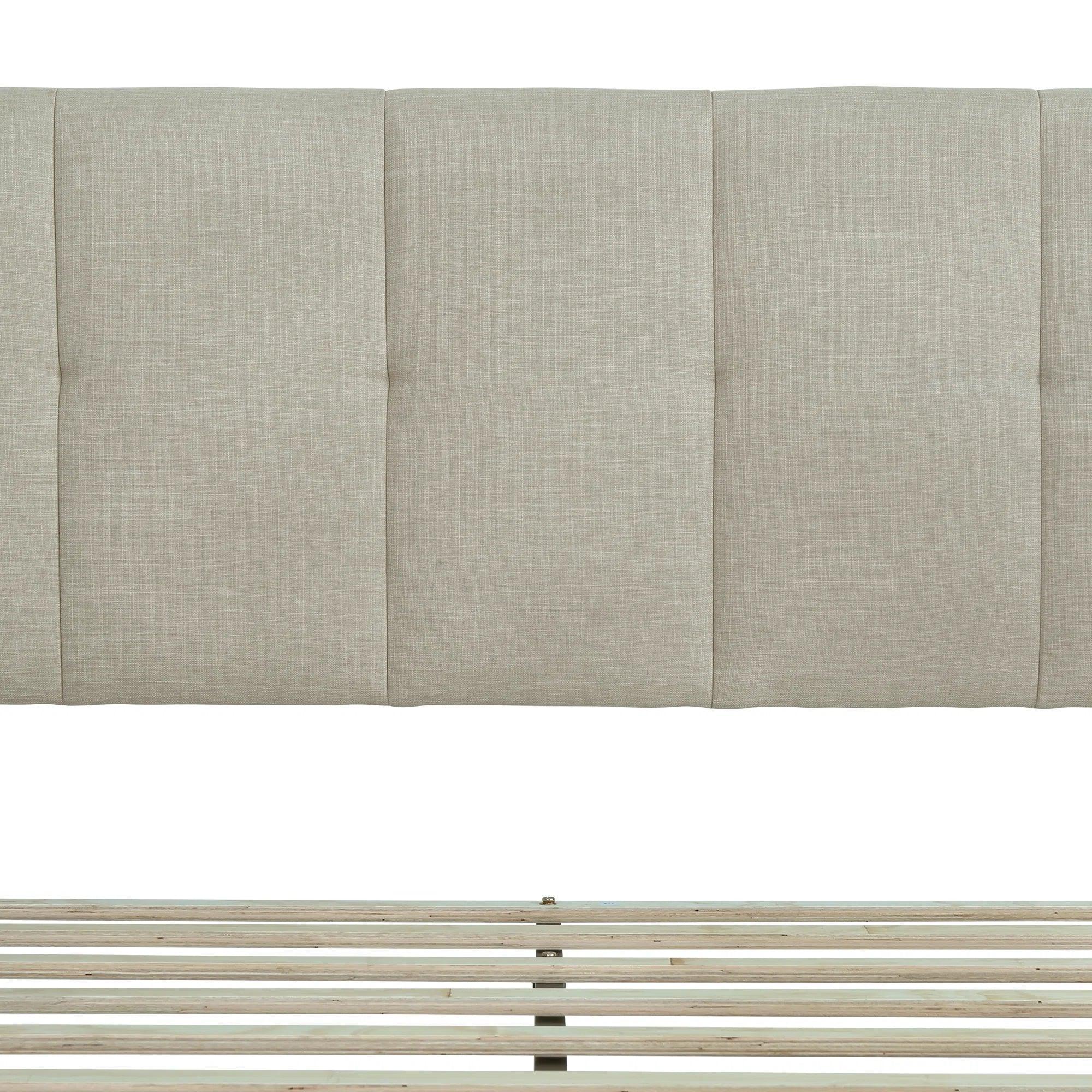 Watson Biege Upholstered Platform Bed - YANDZ HOME