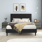 Watson Black Upholstered Platform Bed - YANDZ HOME