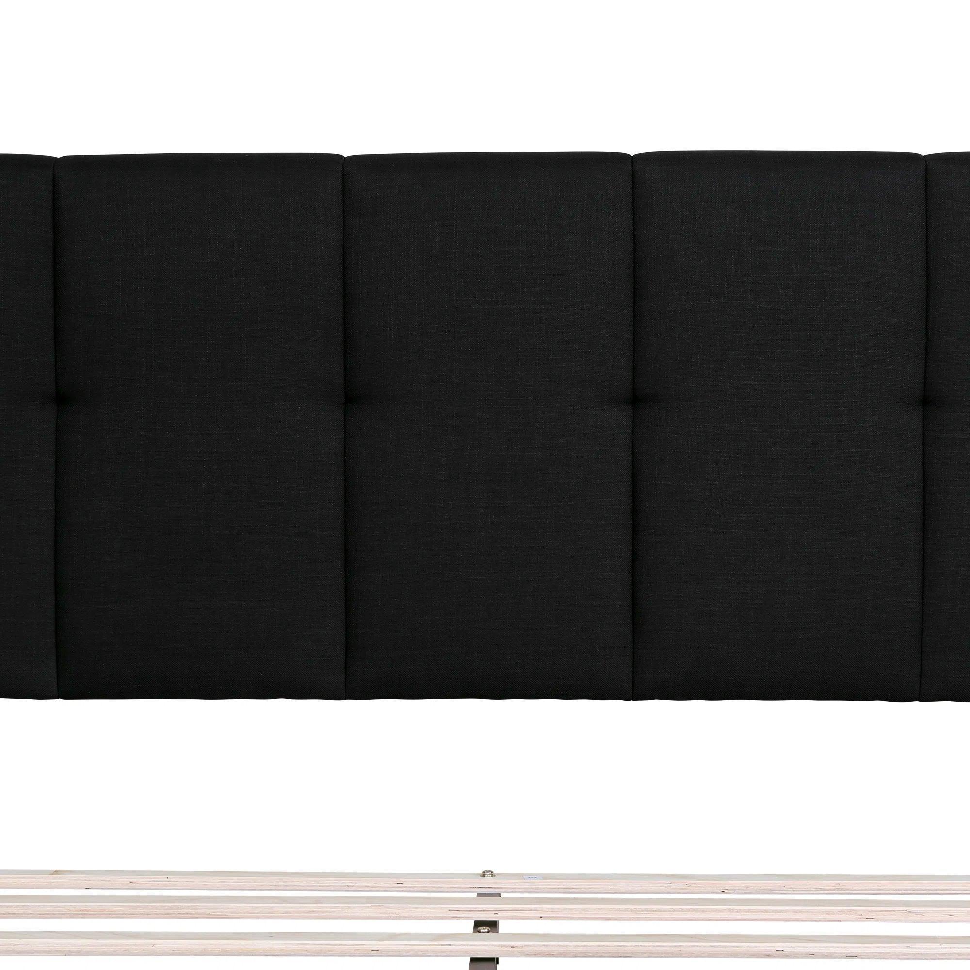 Watson Black Upholstered Platform Bed - YANDZ HOME
