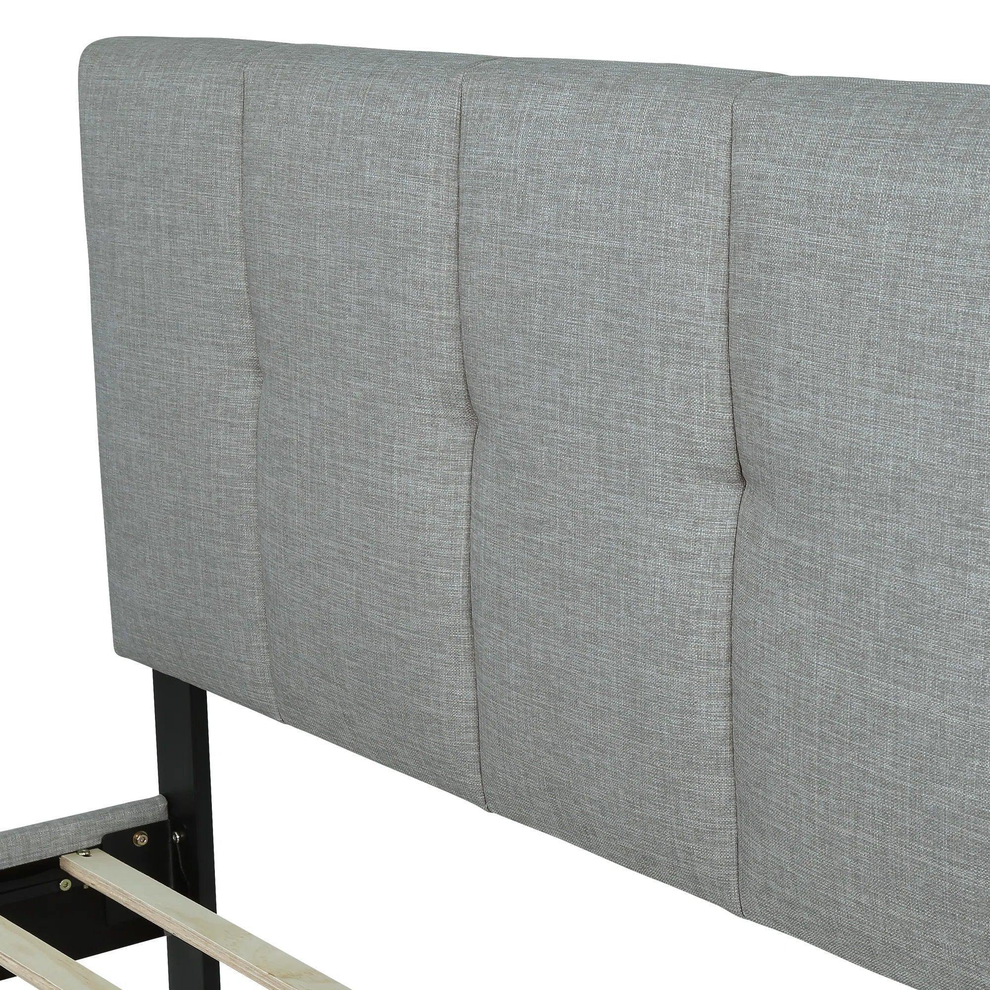Watson Light Gray Upholstered Platform Bed - YANDZ HOME