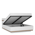 Camden King Size Lift-Up Storage Bed in White Gloss & Oak Trim - YANDZ HOME