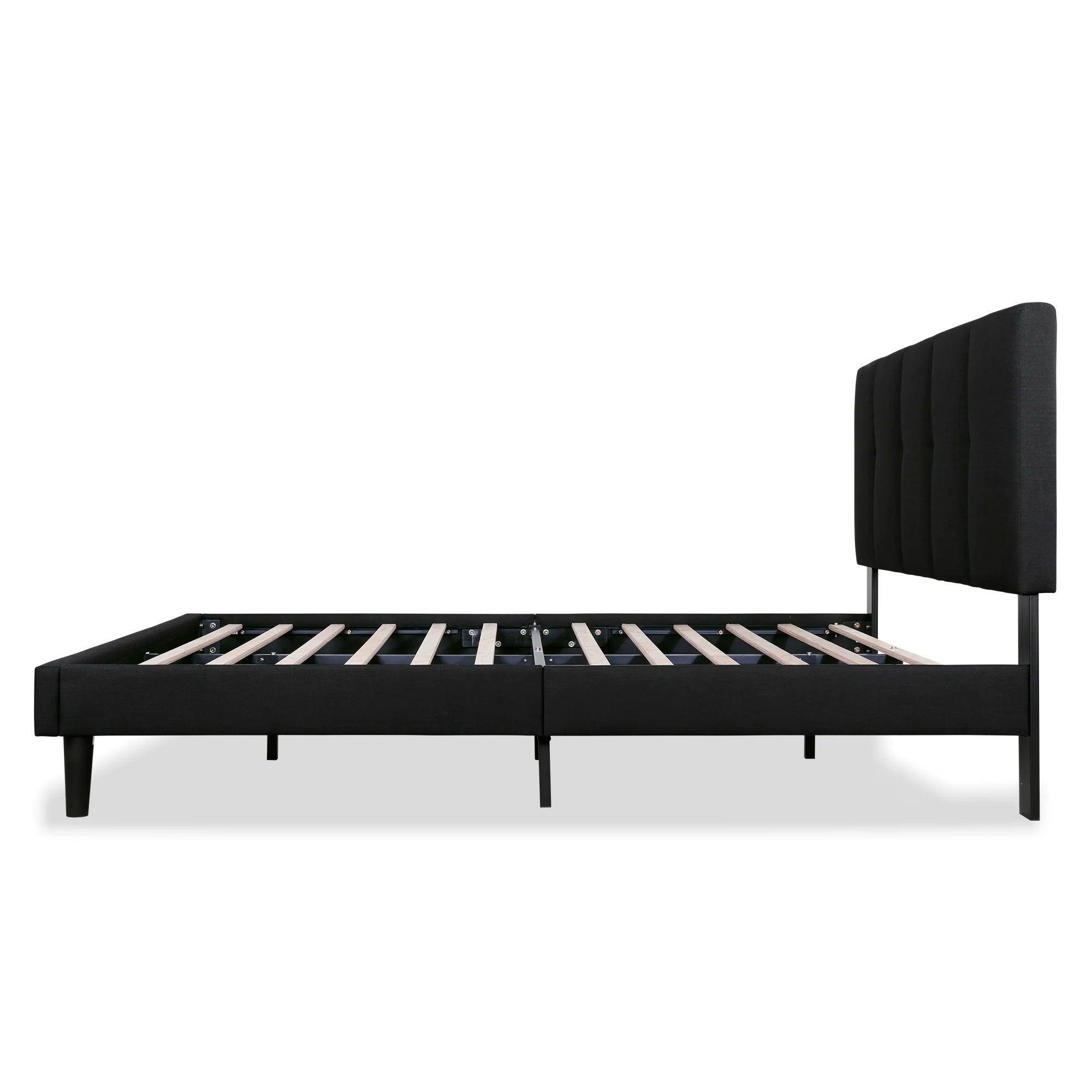 Watson Black Upholstered Platform Bed - YANDZ HOME