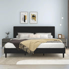 Watson Black Upholstered Platform Bed - YANDZ HOME
