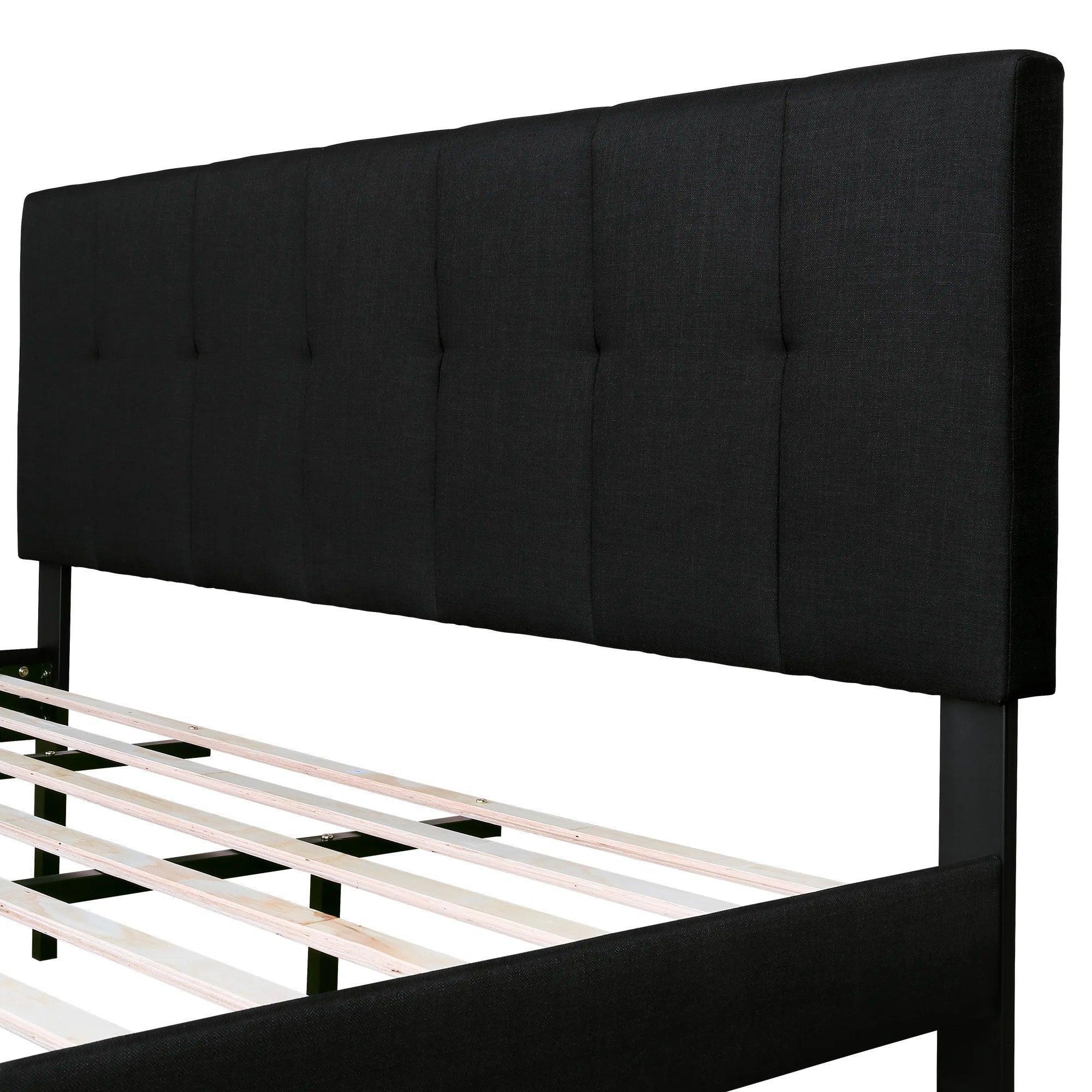 Watson Black Upholstered Platform Bed - YANDZ HOME