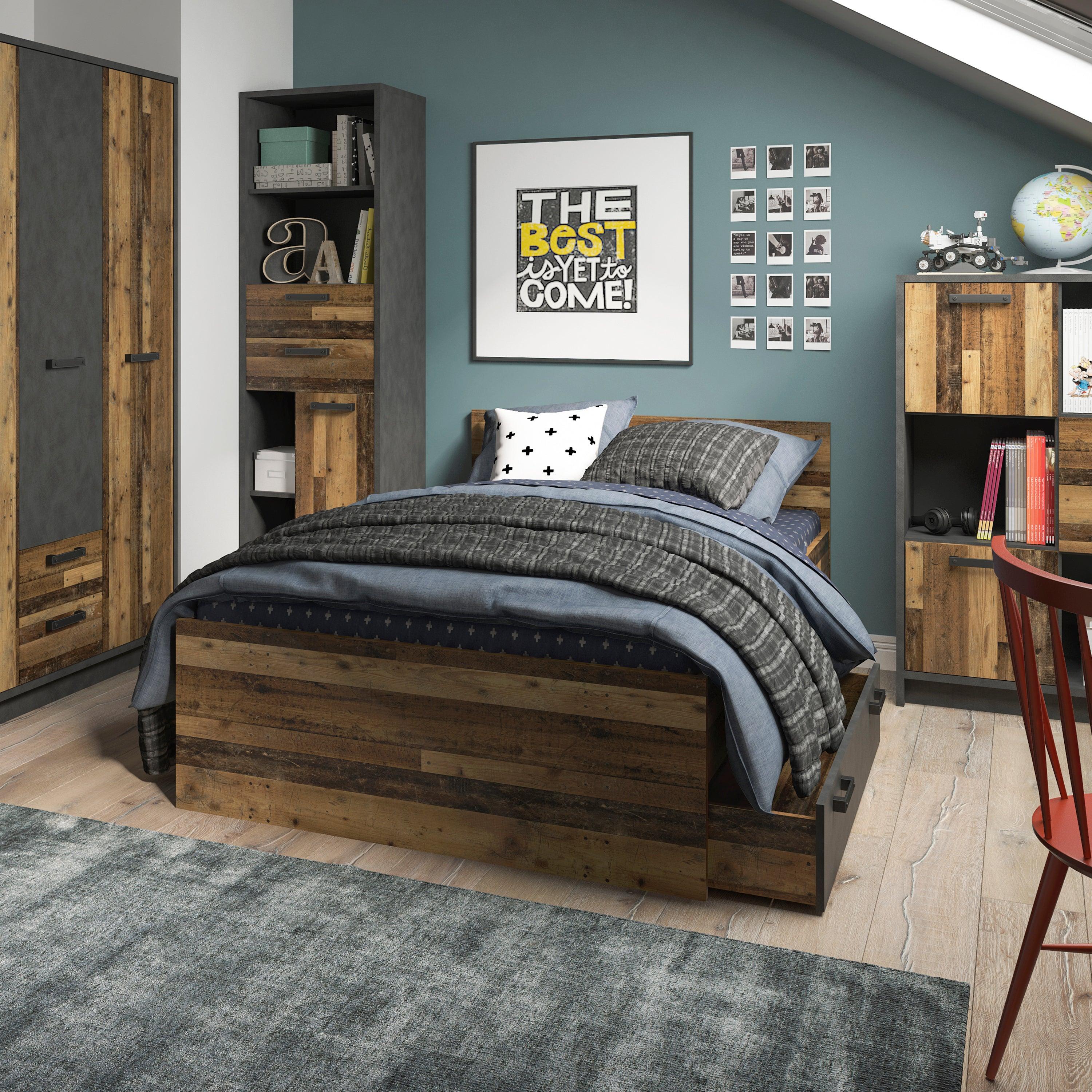 Camilla Single Bed with Storage in Walnut - YANDZ HOME
