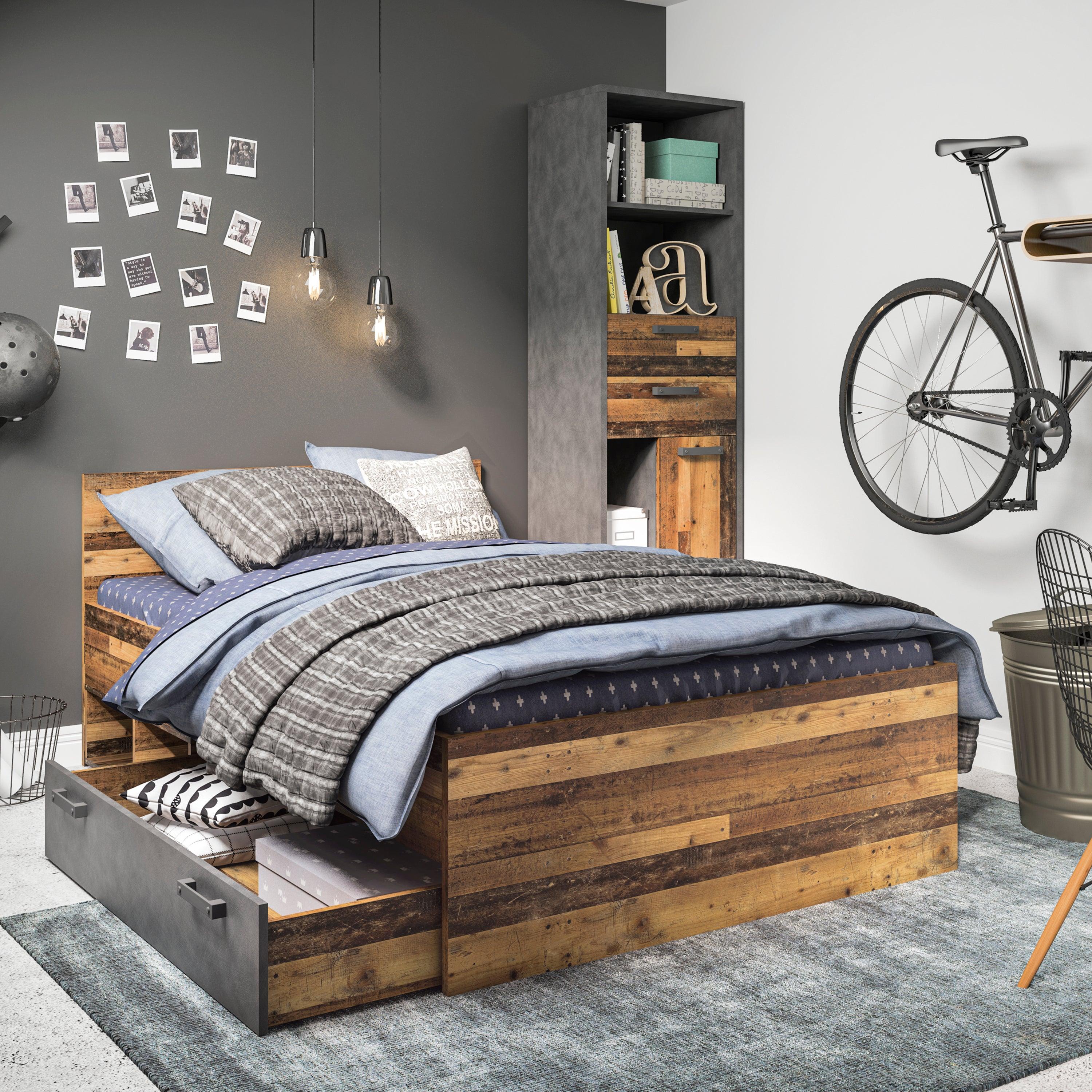 Camilla Single Bed with Storage in Walnut - YANDZ HOME