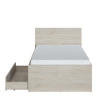 Denim Bed with 1 Drawer in Light Walnut & Grey Fabric Effect - YANDZ HOME