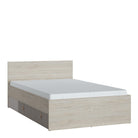 Denim Bed with 1 Drawer in Light Walnut & Grey Fabric Effect - YANDZ HOME