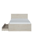Denim Bed with 1 Drawer in Light Walnut & Grey Fabric Effect - YANDZ HOME