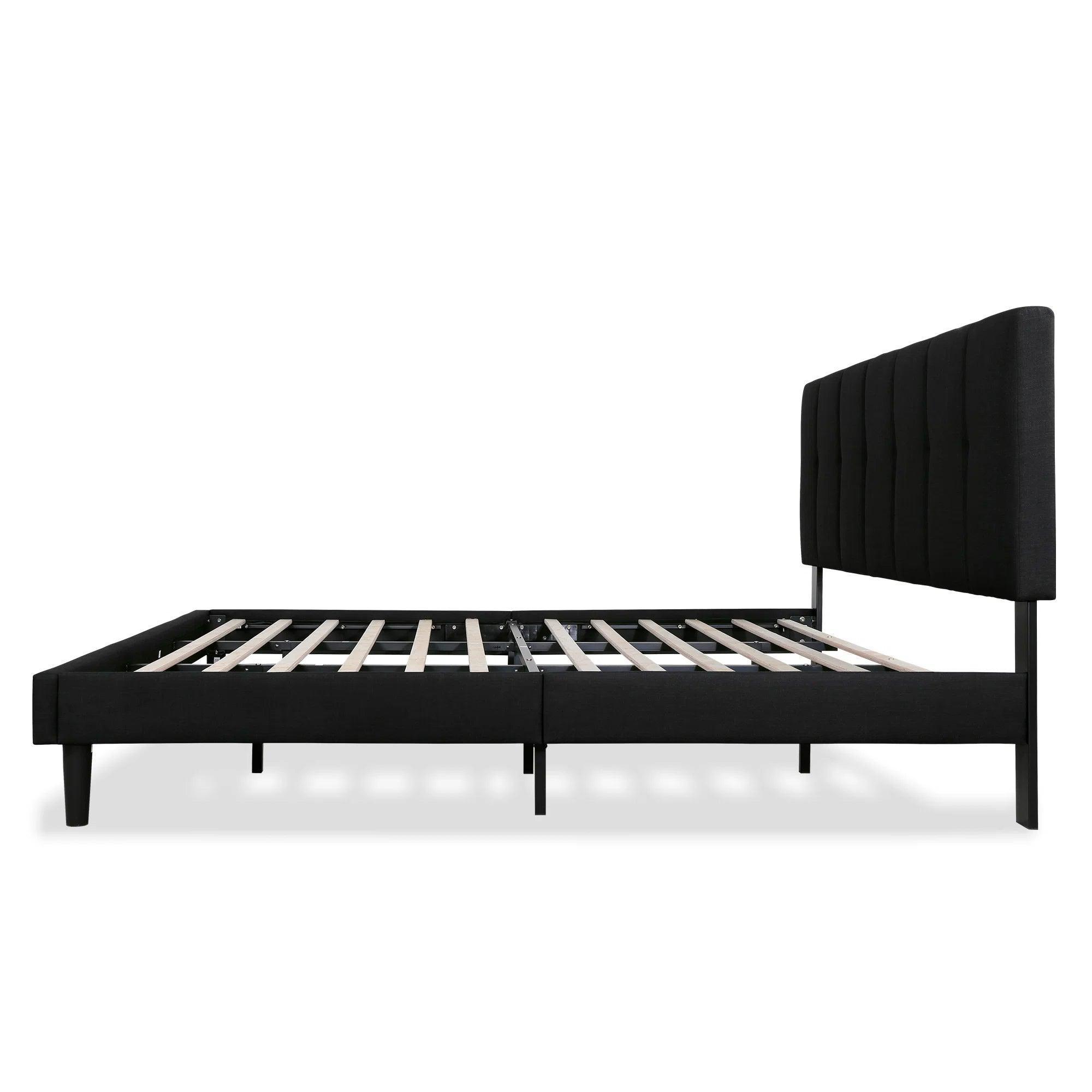 Watson Black Upholstered Platform Bed - YANDZ HOME