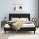 Watson Black Upholstered Platform Bed - YANDZ HOME