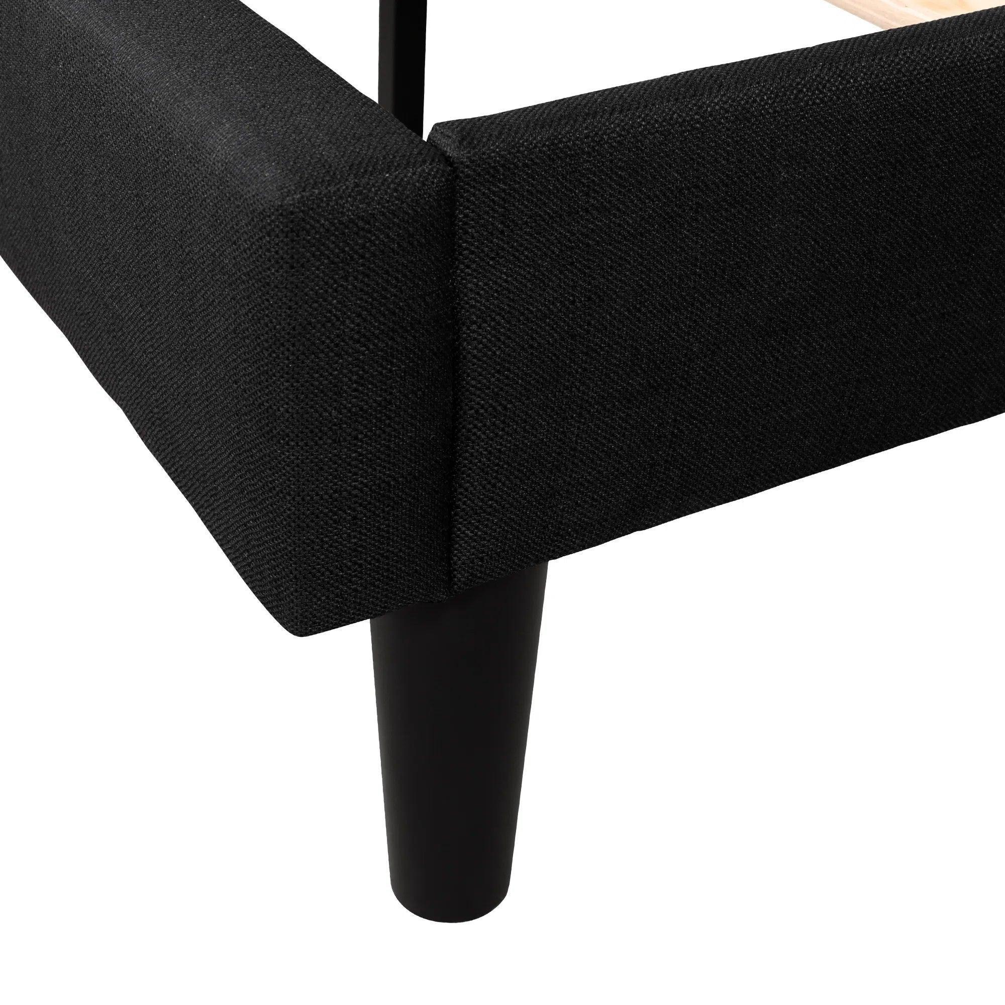 Watson Black Upholstered Platform Bed - YANDZ HOME