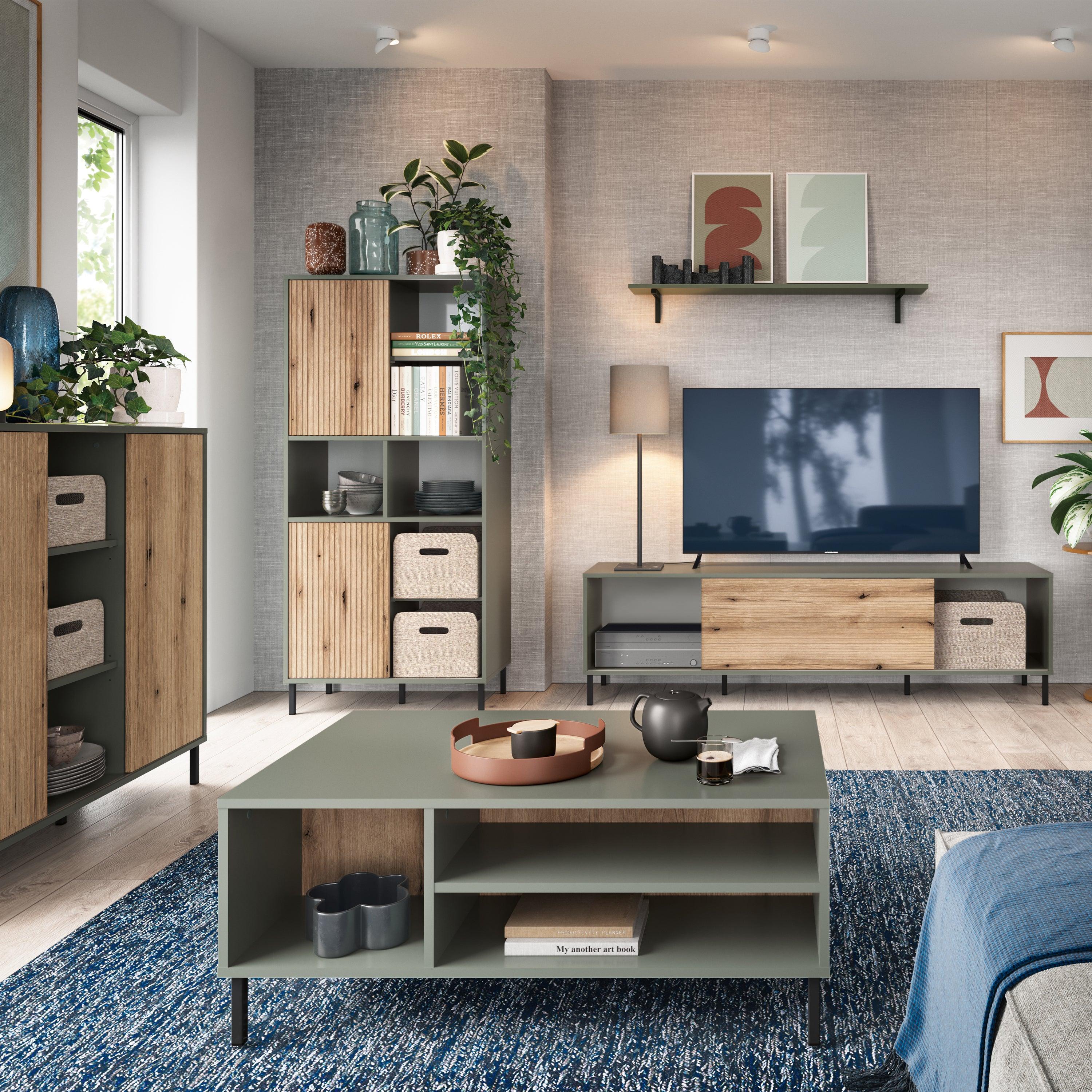 Darrow Sideboard 1 Door in Green/Oak - YANDZ HOME