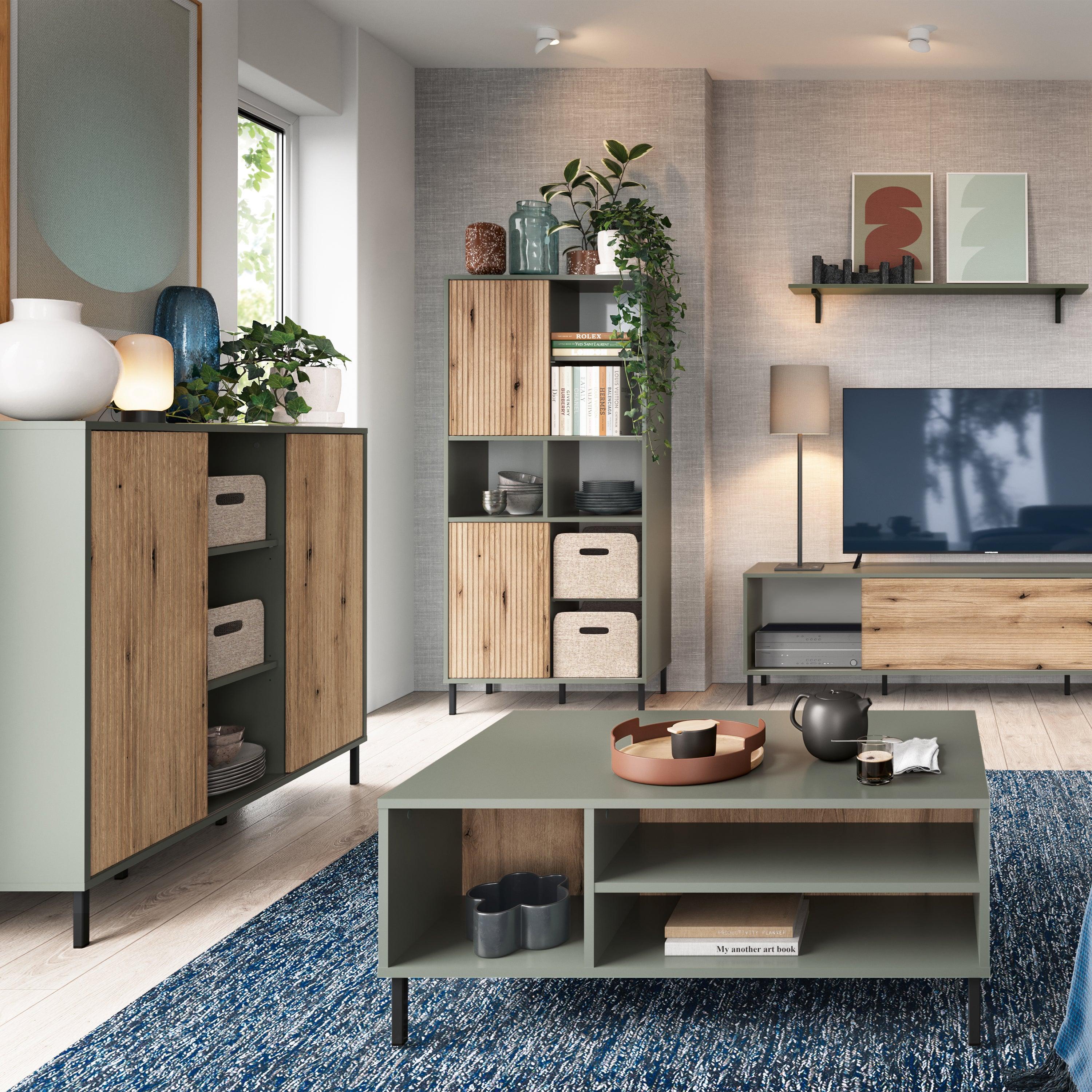 Darrow Sideboard 2 Door in Green/Oak - YANDZ HOME