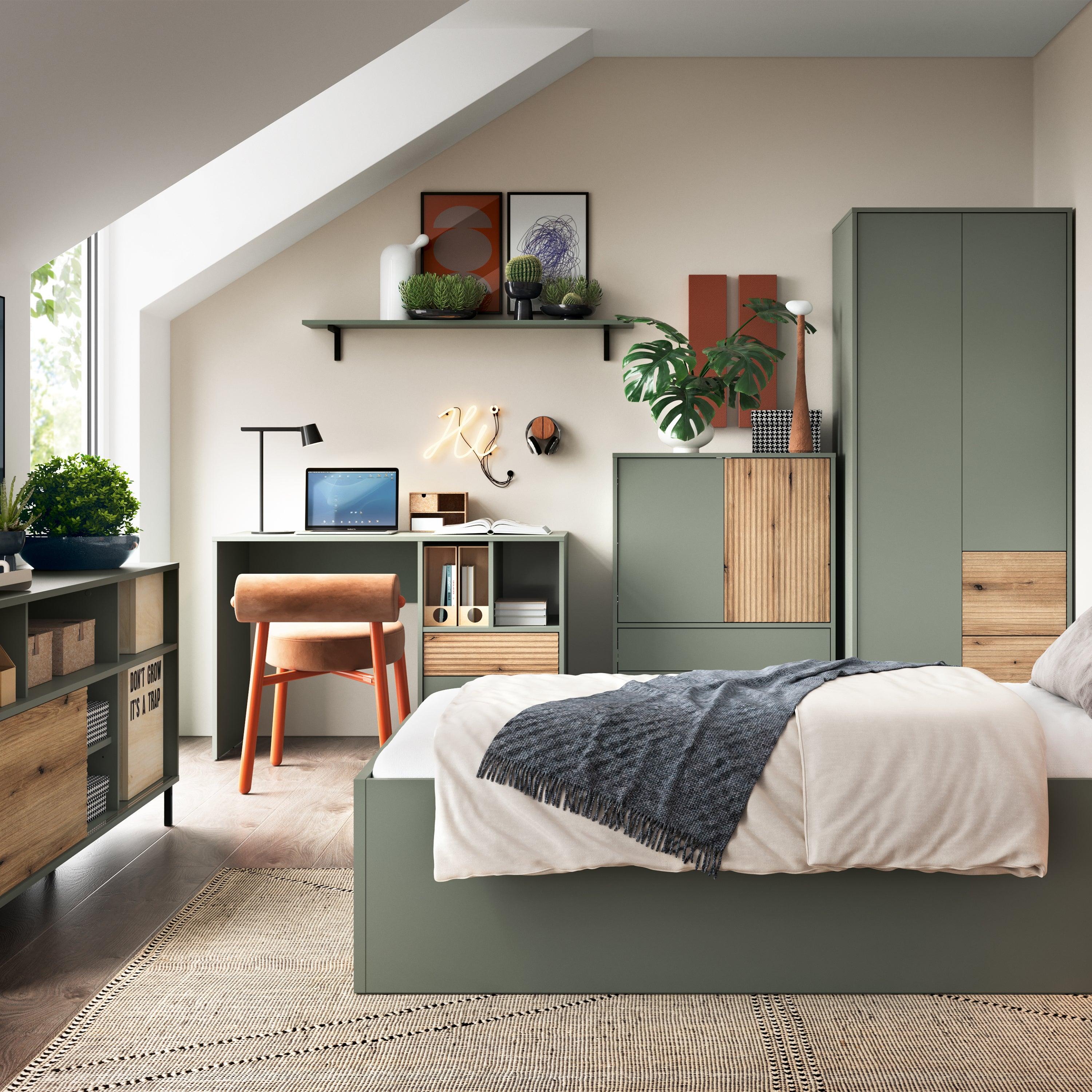 Darrow Sideboard 2 Door 2 Drawer in Green/Oak - YANDZ HOME