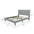 Watson Light Gray Upholstered Platform Bed - YANDZ HOME
