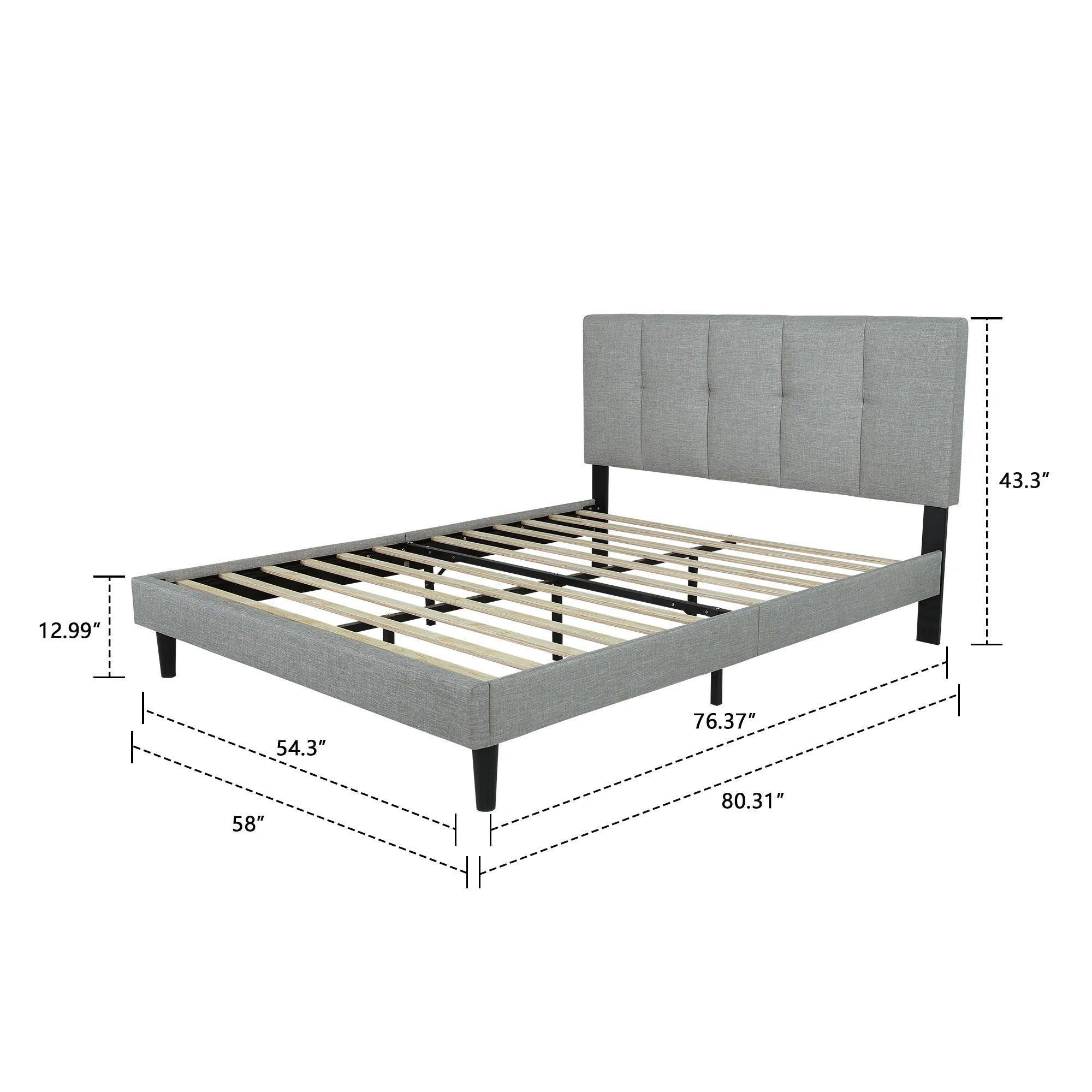 Watson Light Gray Upholstered Platform Bed - YANDZ HOME