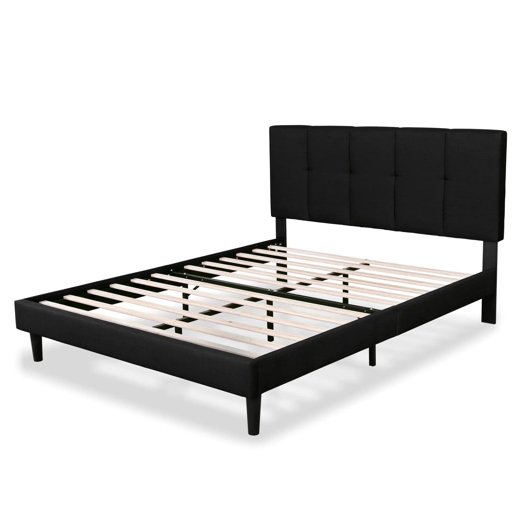 Watson Black Upholstered Platform Bed - YANDZ HOME
