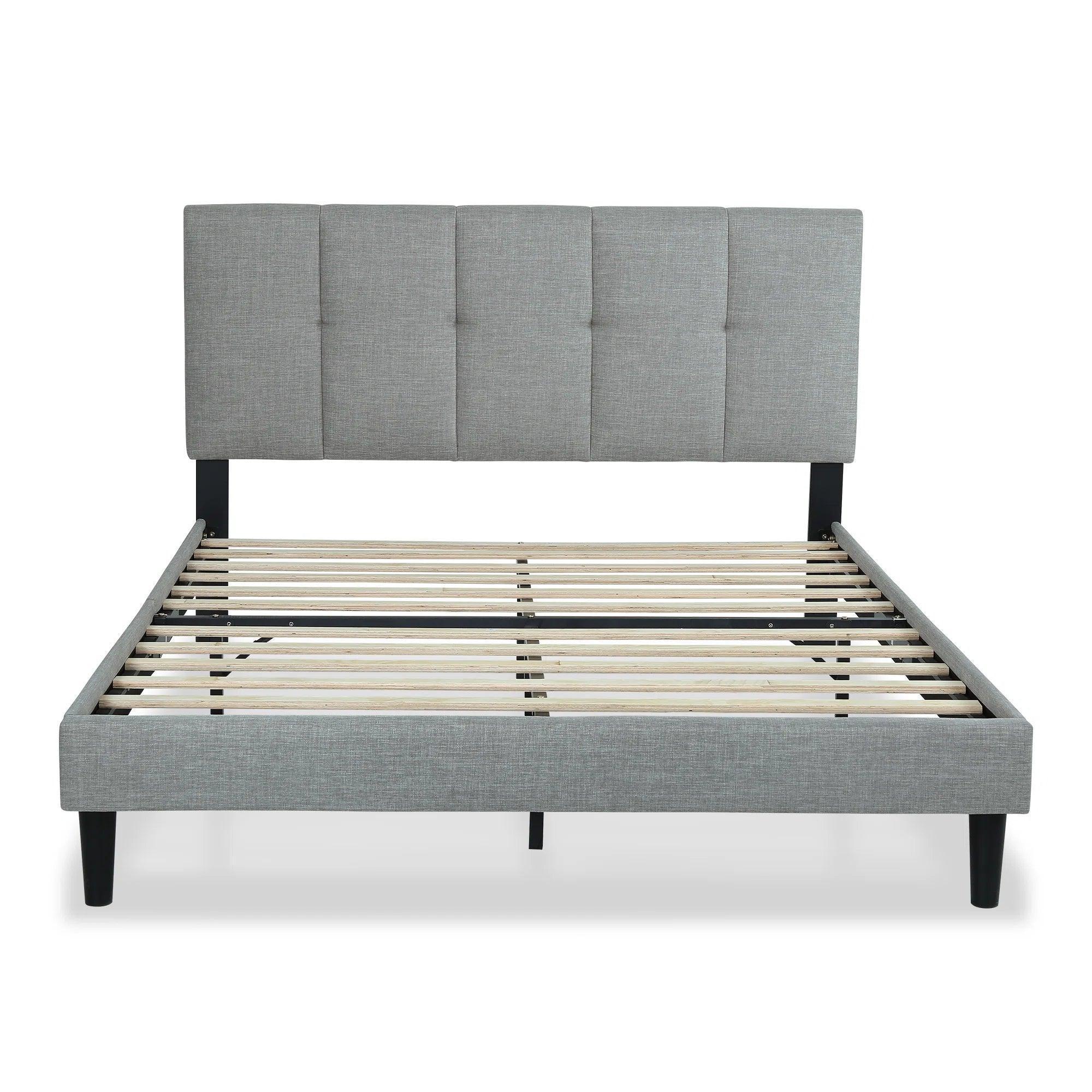 Watson Light Gray Upholstered Platform Bed - YANDZ HOME