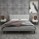Watson Light Gray Upholstered Platform Bed - YANDZ HOME