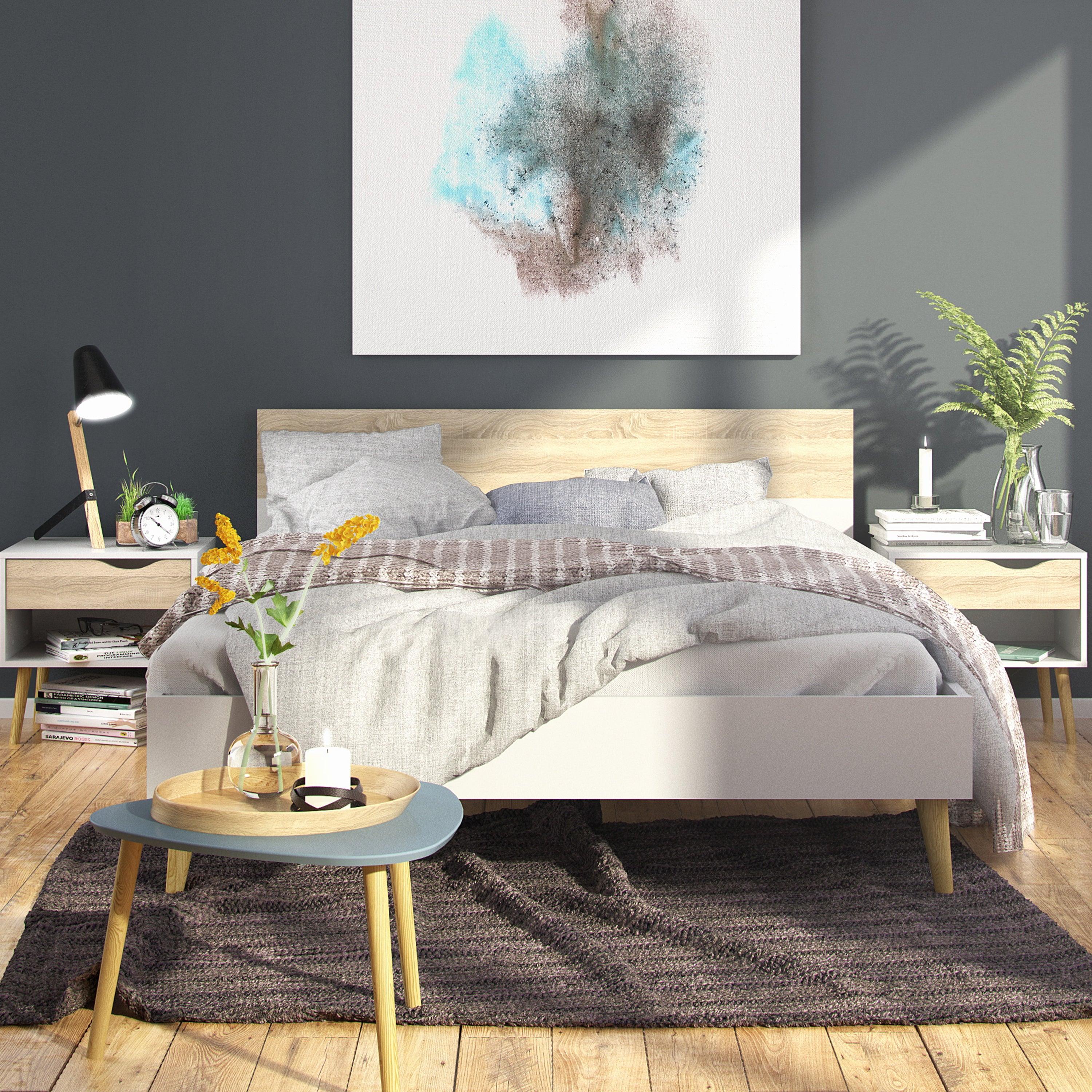 Nordic Euro Bed in White and Oak (Single, Double) - YANDZ HOME
