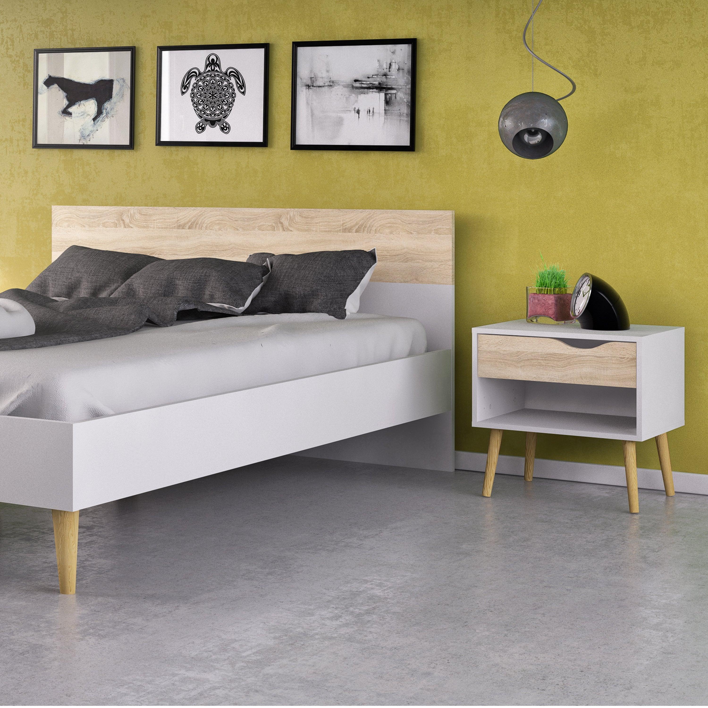 Nordic Euro Bed in White and Oak (Single, Double) - YANDZ HOME