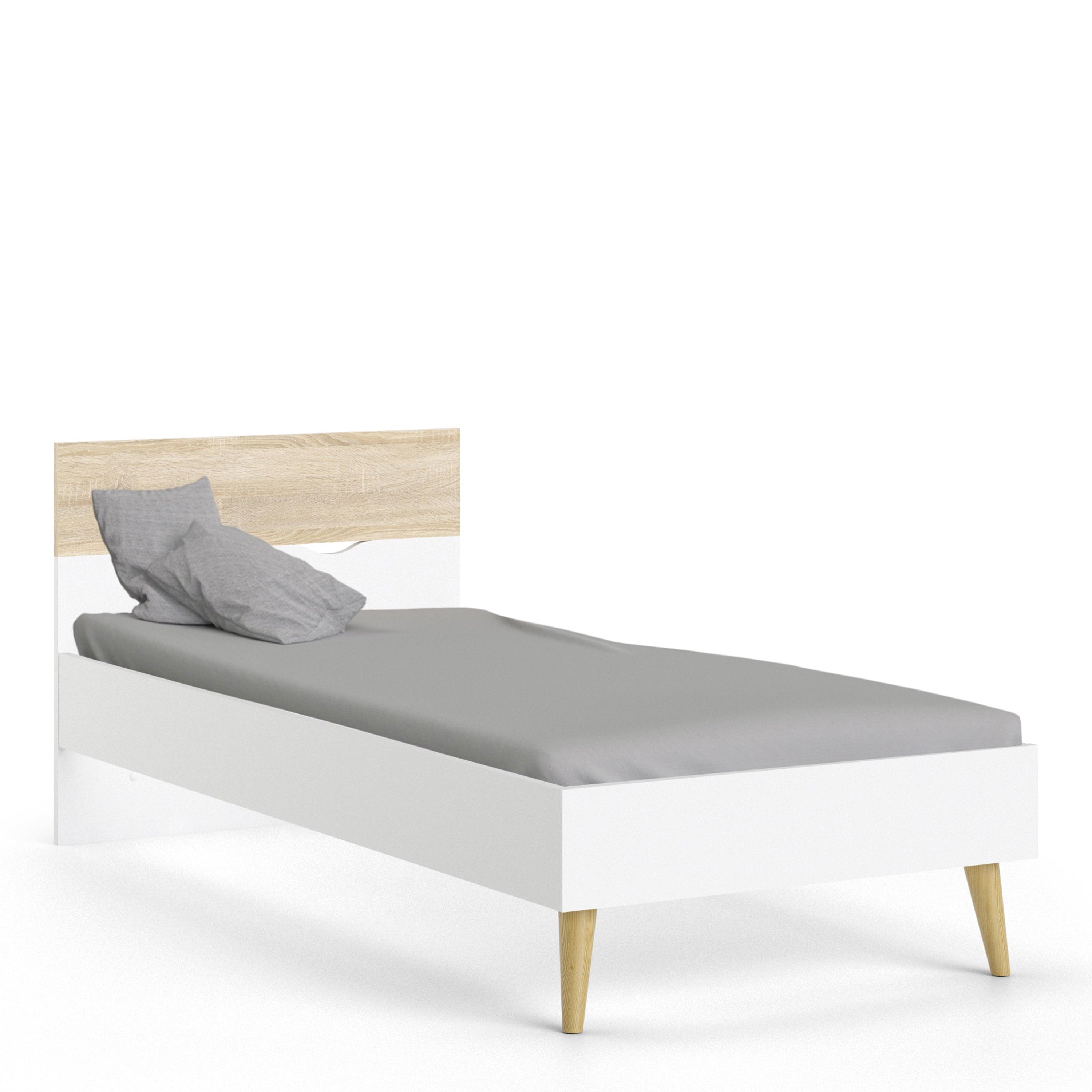 Nordic Euro Bed in White and Oak (Single, Double) - YANDZ HOME