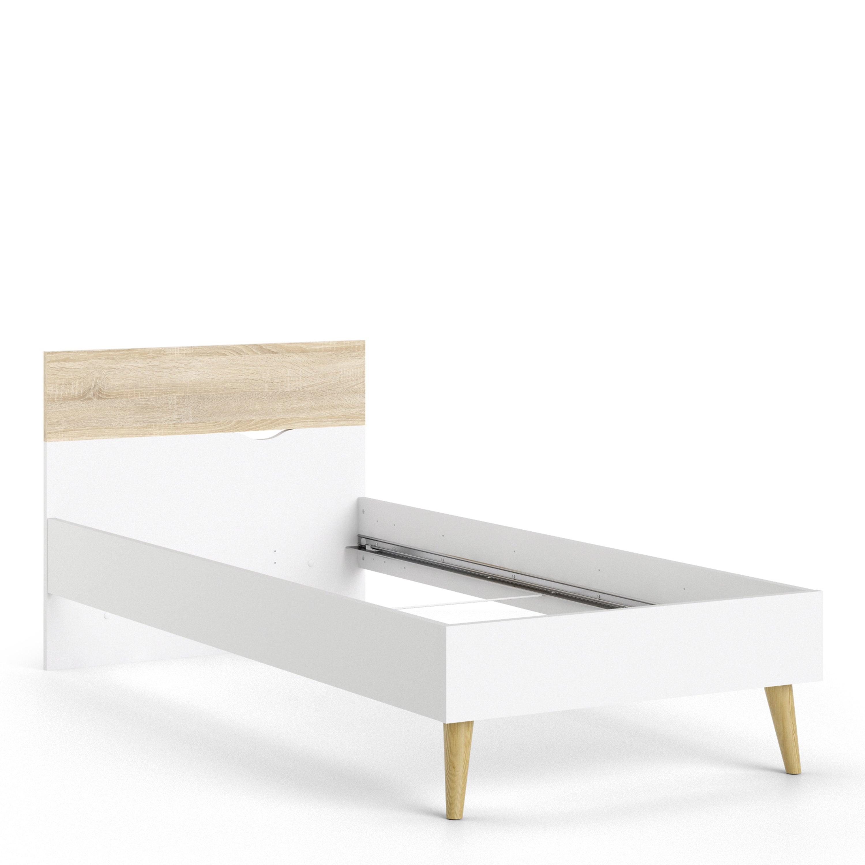 Nordic Euro Bed in White and Oak (Single, Double) - YANDZ HOME