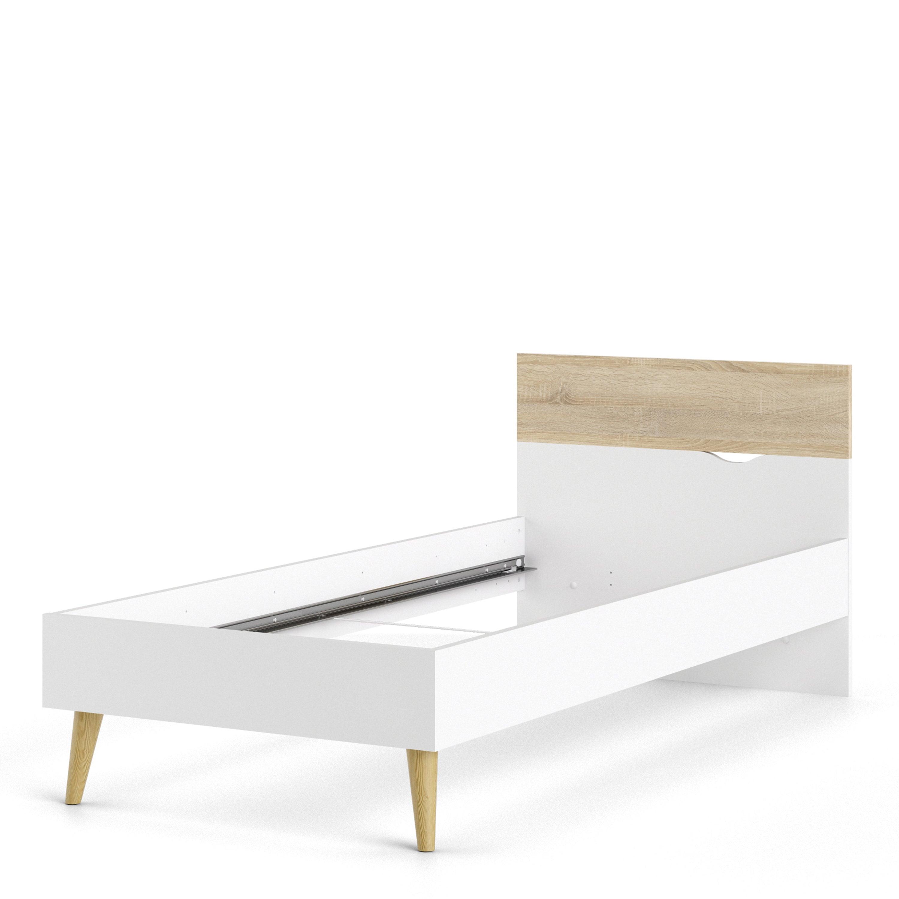 Nordic Euro Bed in White and Oak (Single, Double) - YANDZ HOME