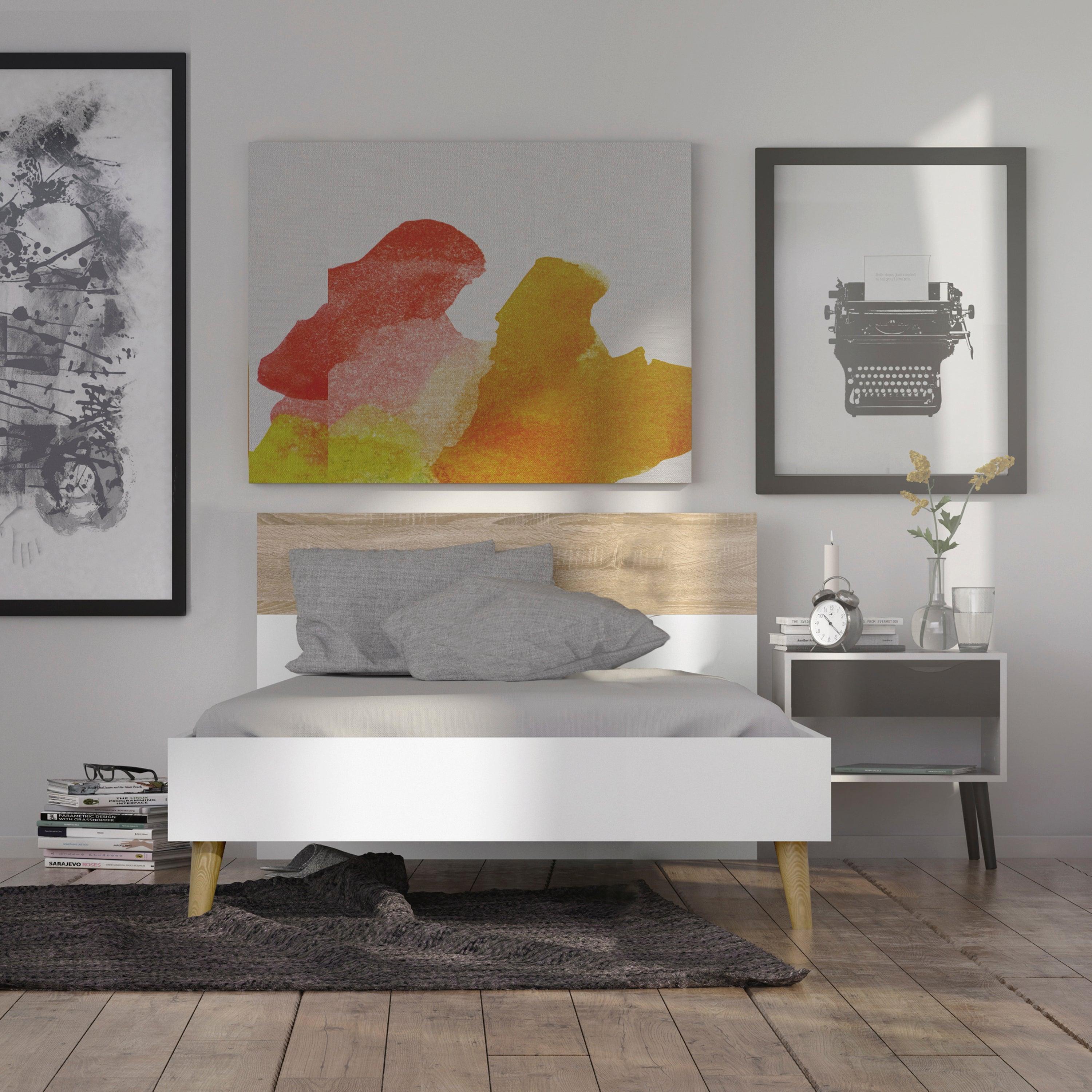 Nordic Euro Bed in White and Oak (Single, Double) - YANDZ HOME