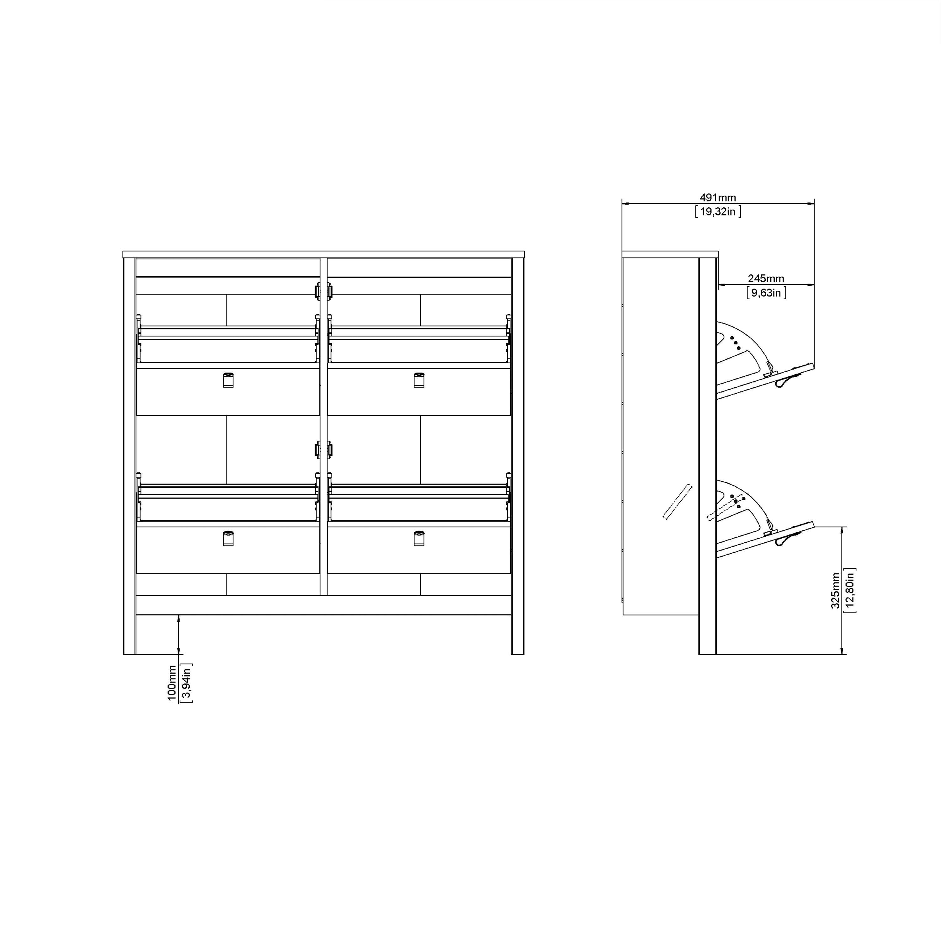 Marbella Shoe Cabinet with 4 Flip Down Doors - YANDZ HOME