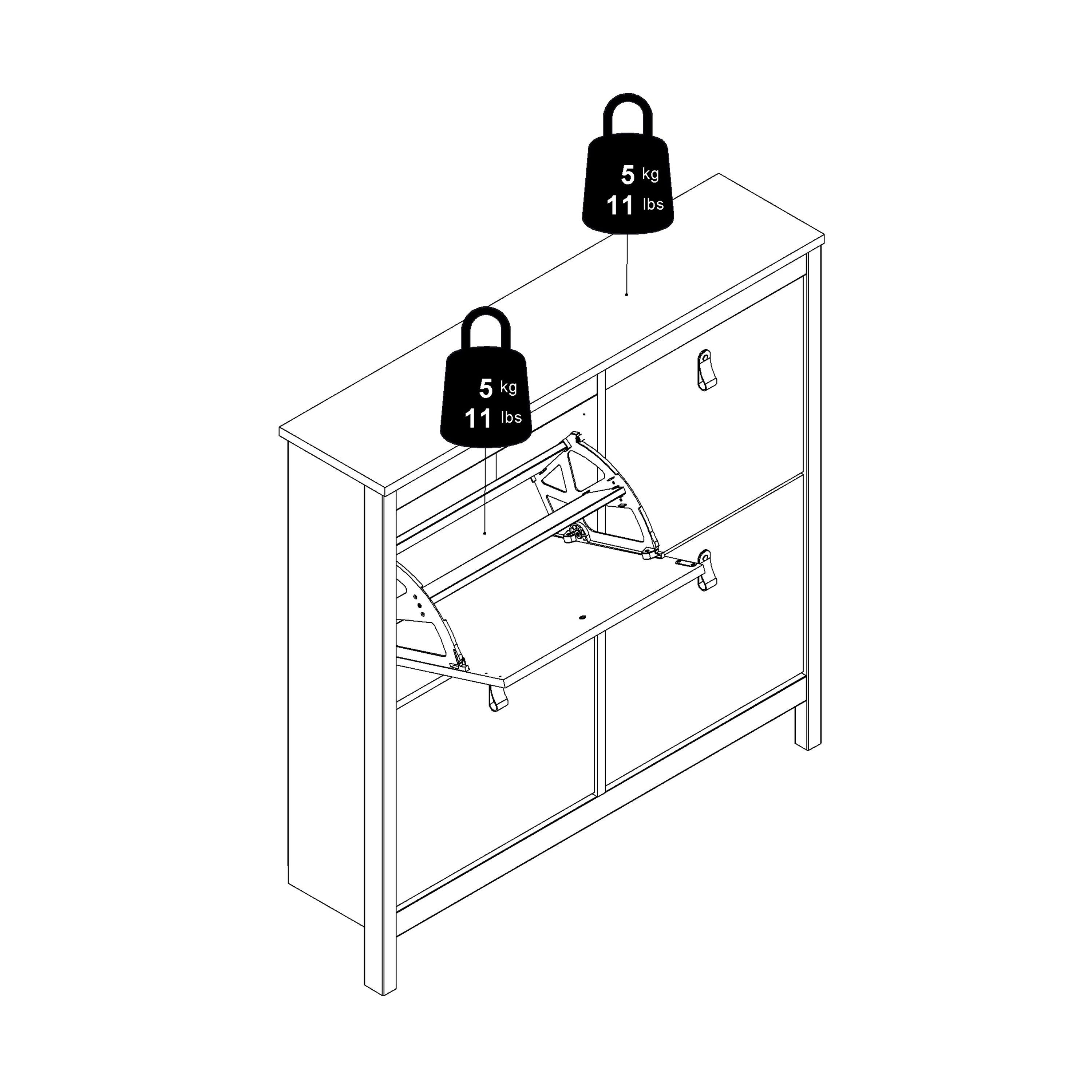 Marbella Shoe Cabinet with 4 Flip Down Doors - YANDZ HOME