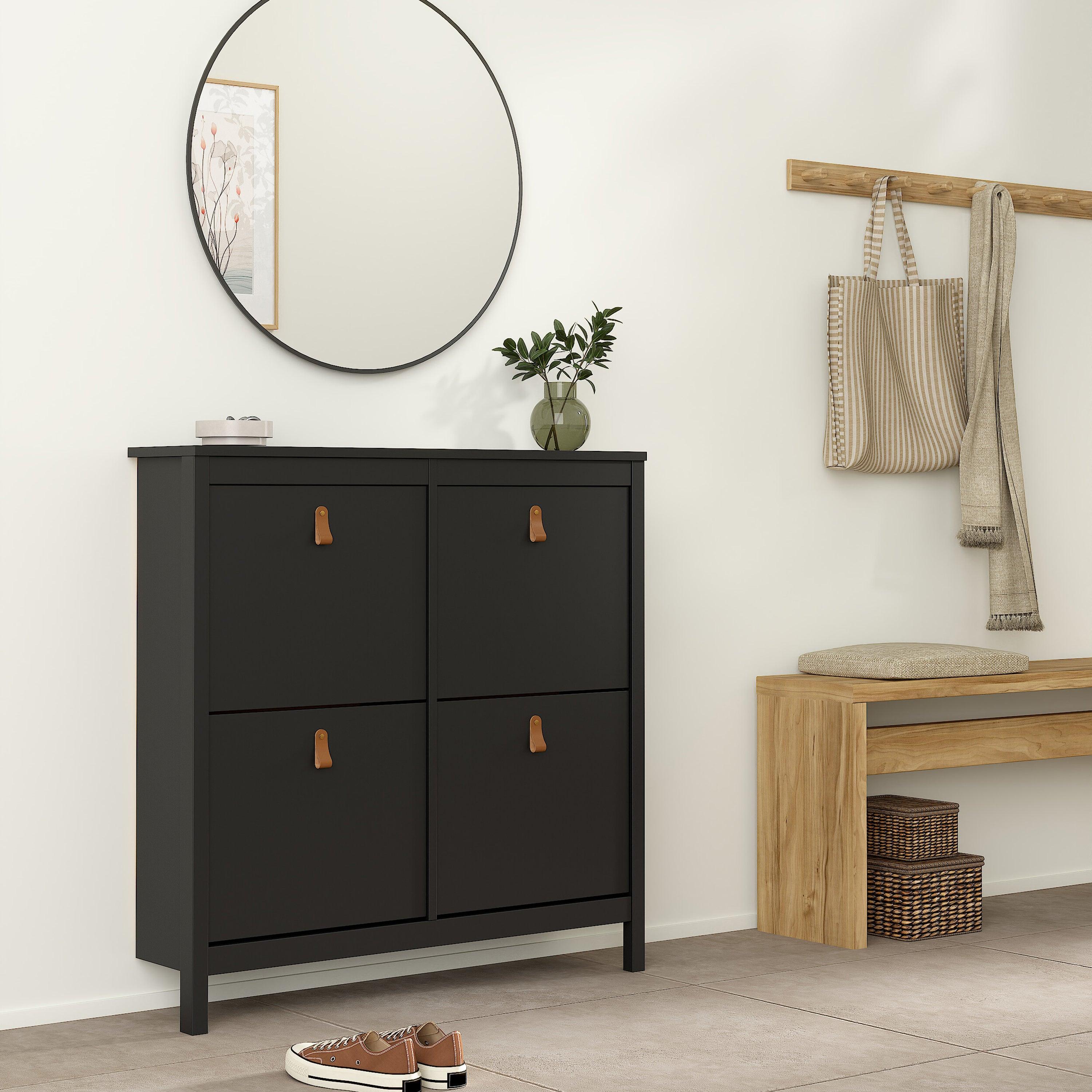 Marbella Shoe Cabinet with 4 Flip Down Doors - YANDZ HOME